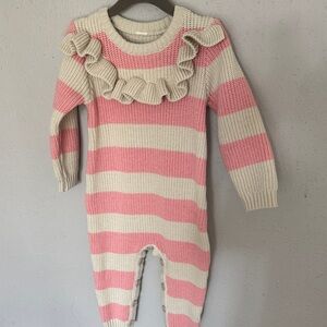 Pink and Cream Striped Kids One Piece